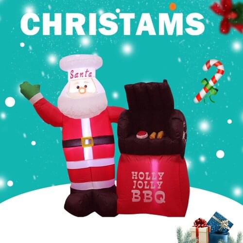 1.5M Interesting Oven Santa Claus Inflatable Props Christmas Creative Toy Led Night Light Party Decorations Glow In The Dark