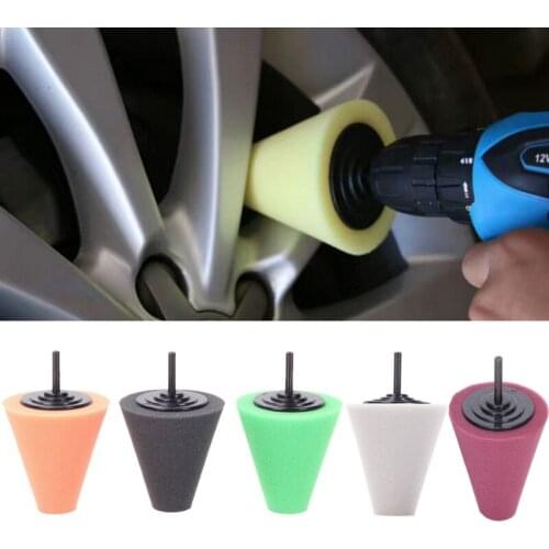 1pc Car Burnishing Foam Sponge Automotive Polishing Cone Shaped Buffing Pads For Car Wheel Hub Care Metal Pad Polishing tool