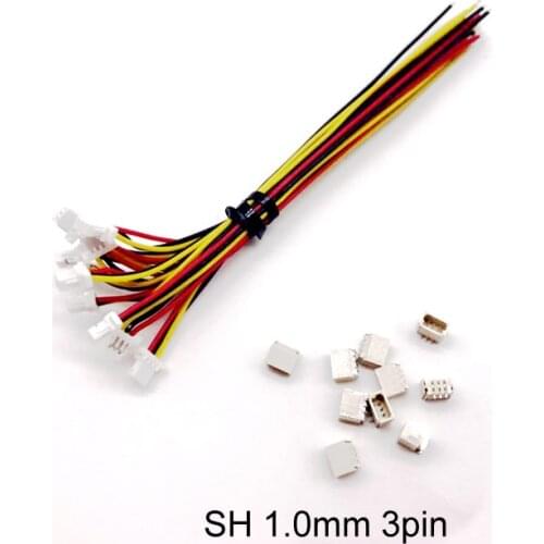 10sets Mini Micro SH 1.0mm 3-Pin JST Connector with Wires Cables 100MM