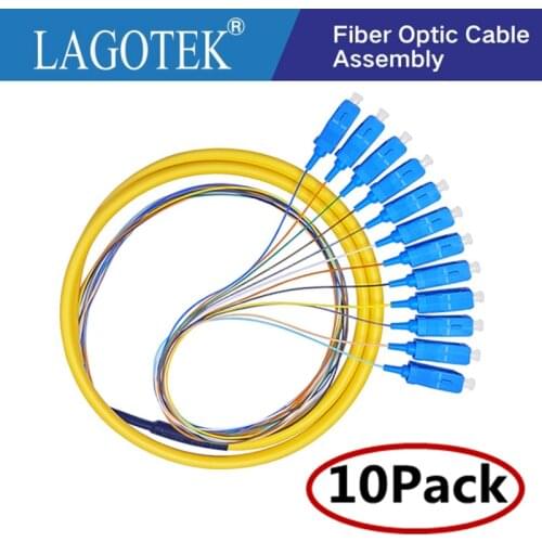 10PCS/LOT 12 Colors SC/UPC-SM(9/125)-G652D, Optical Fiber Pigtail Bundle Tail Fiber Pigtail Free Shipping
