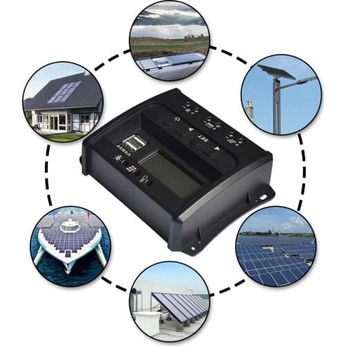 10A Charge Controller PWM Solar Controller 12/24V Intelligent Identification USB Solar Panel Controller RV Charge Controller