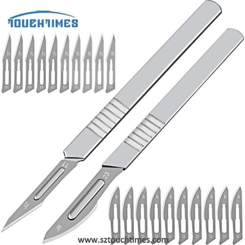 11PCS 11# 23# Carbon Steel Animal or Surgical Scalpel Blades + Handle Scalpel DIY Cutting Tool PCB Repair