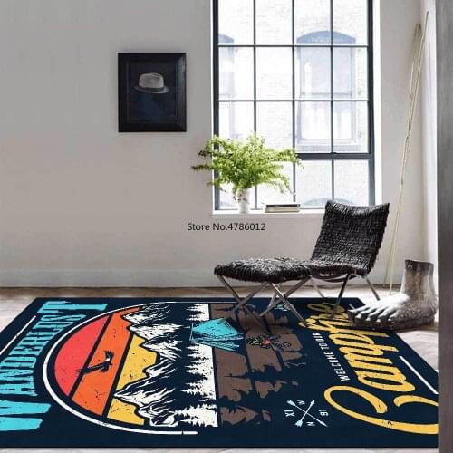 200x300cm Fashion American Mountain Camping Dark Blue Sports Style Living Room Bedroom Bedside Carpet Floor Mat Customization