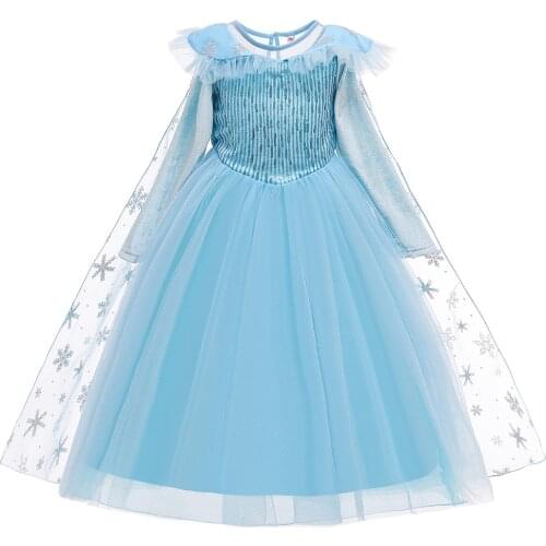 2019 NEW !! Cosplay girl dress / girls christmas dress / Party dress with cap / Elsa dress with snowflake