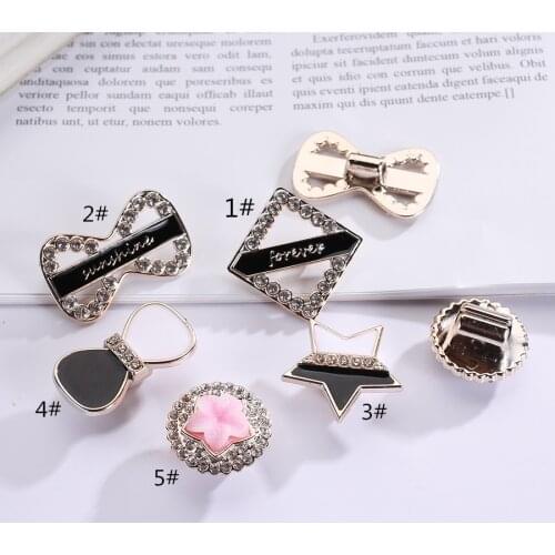 6pc/lot Black White Simple Design Rhinestone Bow Center Square Star Flower Accessories For Hair Jewelry Crafts Making Decoration