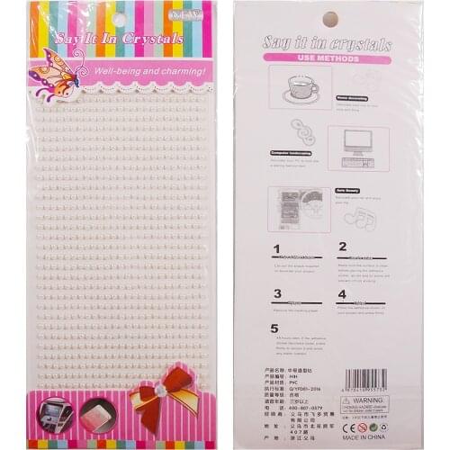 Apparel Accessory Self-Adhesive Sticker 3MM 750pcs/Sheet Acrylic Imitation Half round pearl Sticker For Handicraft decoration