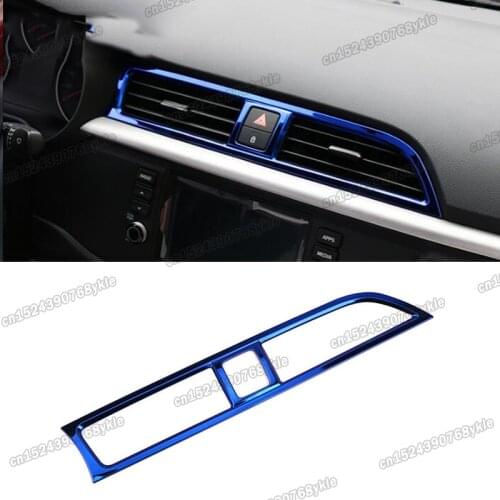 Lsrtw2017 stainless steel car dashboard air conditioner vent trims alarm light frame trims for kia rio 2017 2018 2019