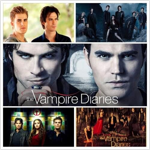 5D Diy Diamond Painting Vampire Diaries Poster Embroidery Cross Stitch Patterns Drill Mosaic Home Decor Gift