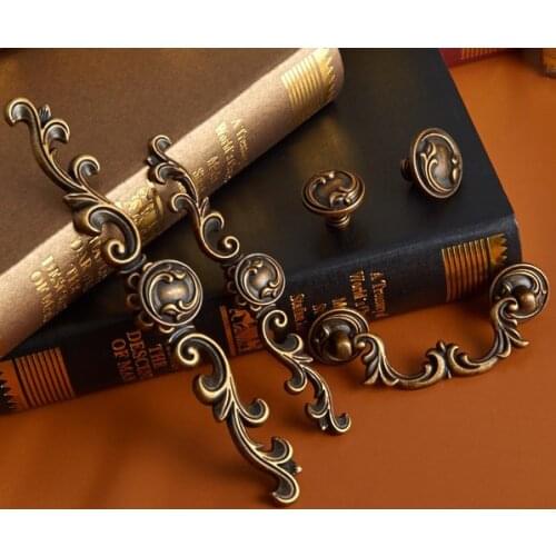 Antique Bronze Furniture Handles Kitchen Cabinets Door Knob Pull Drawer Wine Wardrobe Cupboard Dresser Shoe Closet Pull Handle