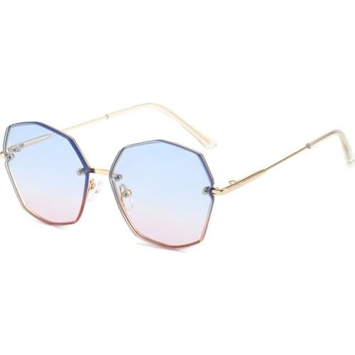Oversize Polygon Metal Sunglasses for Kids Girl Vintage Rimless Irregular Baby Glasses Uv400 Infant Oculos Gafas De Sol 2020