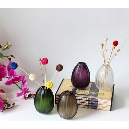 Colorful glass vases No fire aromatherapy oil bottle matt grain finish modern fashion design flower vases coffee purple green