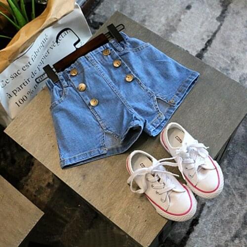 Baby Girls Denim Shorts Summer Fashion Kids Shorts Elastic Waist Casual Girls Shorts Design Cowboy Kids Girls Shorts 2-7T