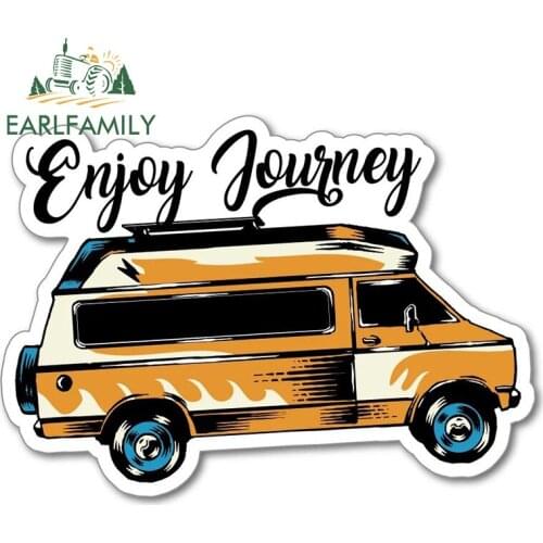 EARLFAMILY 13cm x 9.4cm for Enjoy Journey Car Stickers Anime Funny Decals Personality Luggage RV Windows Decor Vinyl Car Wrap