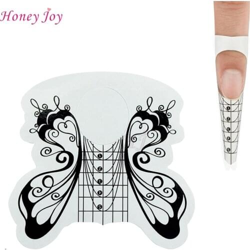 500pcs/roll Professional Butterfly Nail Form Tips Nail Art Guide Form Acrylic Tip Gel Extension Sticker Nail Polish Curl Form