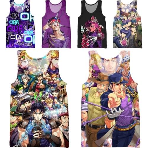 HOXIXIB Women Shirt Comics Magazine Higashikata Josuke 3D Print Anime JoJo Bizarre Adventure Vest Harajuku Hip Hop Men Tank Tops