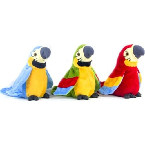 Simulation Plush Parrot Bird Plush Stuffed Doll Electric Talking Parrot Plush Cute Talking Record Waving Wings Plush Bird Toy