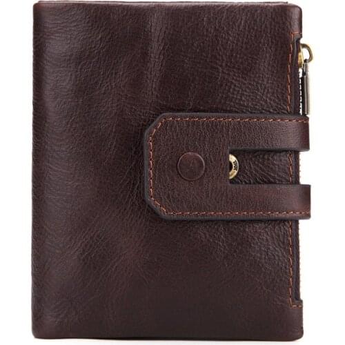 Double Zip Pouch Purse Men Casual Business Short Top Quality Leather Clutch Wallets Black/Brown Money Bag Handy Billetera Hombre