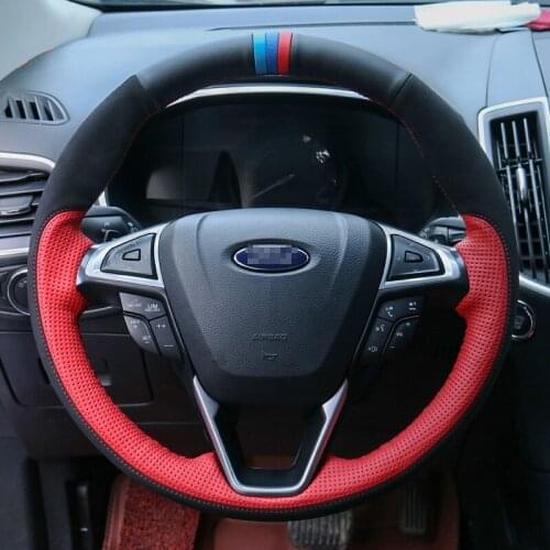 For Ford MONDEO Edge Taurus Escort leather Hand stitch steering wheel cover Anti-slip Soft Breathable Wear Resisting grip cover