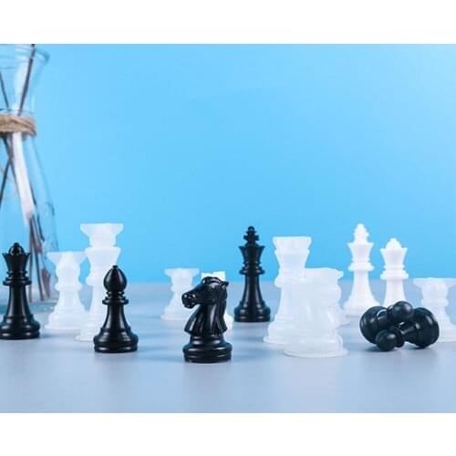 International Silicone Mold Chess Boards Chess Pieces Epoxy Resin Casting Molds for DIY UV Checkerboard Decor Crafts Tool Set