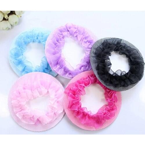 Cute Girls' Flower Lace Reusable Bun Hair Nets For Dancers Kids' Bun Net Cover Hair Accessories Ballet Dancewear