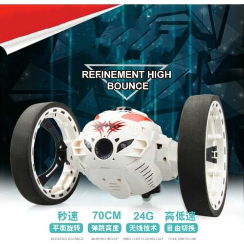 New Mini Cars Bounce Car 2.4GHz RC Car with Flexible Wheels Rotation LED Light Remote Control Robot Car Toys for Gifts