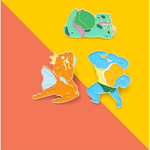 Cartoon origami Enamel Pin Custom Orange jellyfish green cute little dinosaur blue fitness turtle Badge Custom Jewelry Gifts
