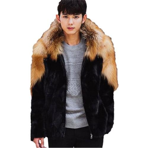 2018 Mens High-Imitation Fur Coat Mens Fox Fur Mink Fur One-piece Jacket Winter Mane Hooded Coat Size S-XL XXL XXXL 4XL 5XL