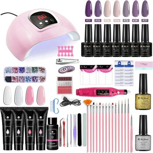 Mr Chem Poly Nail Gel Kit Varnish Gel Polish Manicure Set 54W UV Lamp Semi Permanent Extensions Nails Art Decoration Tools uñas