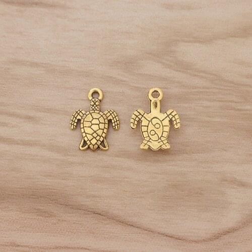 30 Pieces Antique Gold Small Tortoise Turtle Terrapin Charms Pendants Beads for Necklace Bracelet Jewelry Making 16x12mm