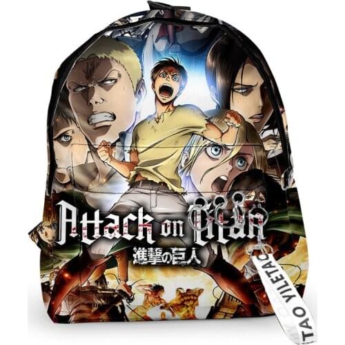 2021 Novelty Notebook Backpacks School Bags Attack on Titan 3D Oxford Waterproof Key Chain Accessories Boys Girls Small Bags