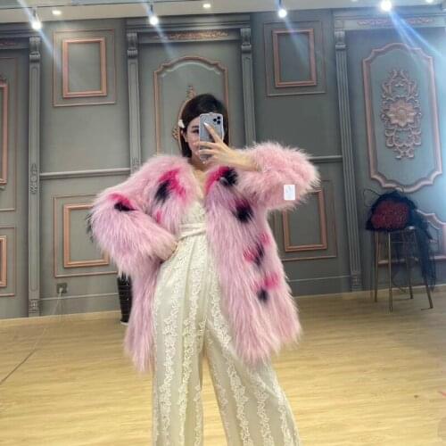 Vogue New New Brand Luxury Real Fur Coat Natural Raccoon Fur Knitted Outerwear Winter Jacket Women Thick Warm Streetwear