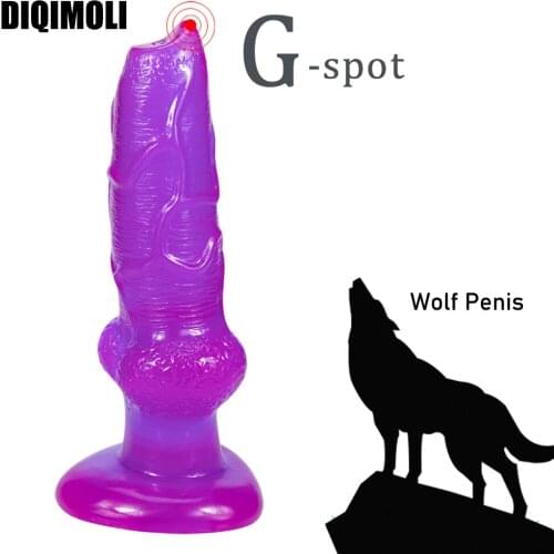 Huge Simulation Wolf Penis Dildos Anal Plug Stimulates Vagina and Anus Soft Phallus with Suction Cup Big Dick Sex Toys for Women
