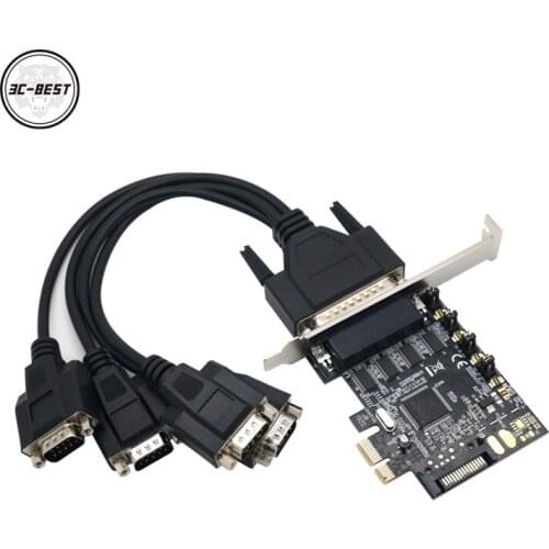 PCIe 4 s serial port card PCIe to RS232 extension card DB9 pin COM card