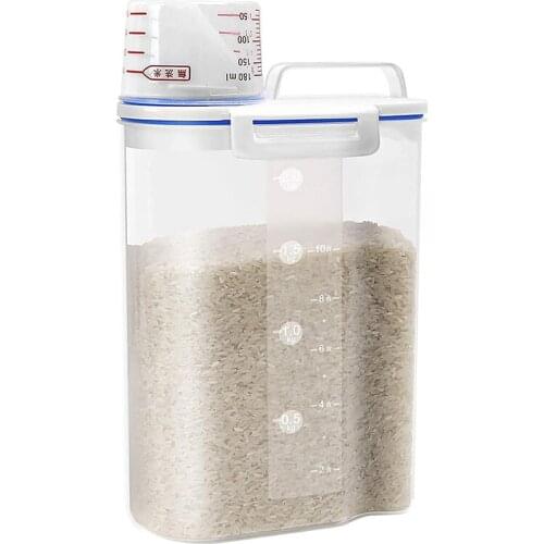 Rice Cereal Container Storage - Airtight Dry Food Rice Container Storage Plastic Small Rice Dispenser with Measuring Cup