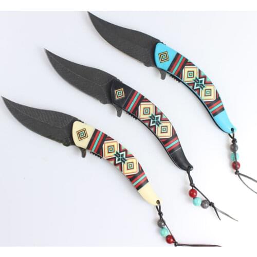 Free shipping new product Outdoor camping folding knife self-defense portable camping tool Multicolor handle Household knife