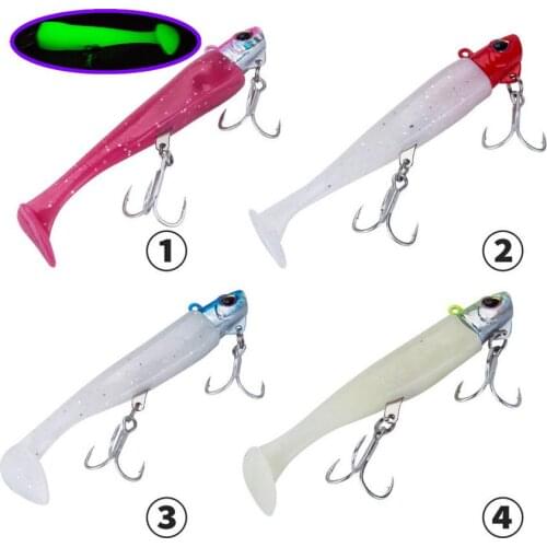 Luminous Wobbler Lure Fishing Lead Head Spinner Real Swimming Fish Soft T Tail Bait Jigging Popper Minnow by Treble double Hooks