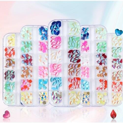 Swarovsky Mix Size & Colorful Fluorescent Crystal Luminous Non Hotfix Nail Neon Rhinestones Clothes Nail 3D Nail Art Decoration