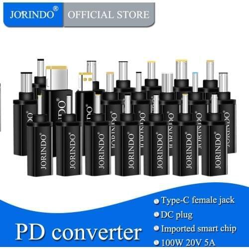 JORINDO USB-C Type-C female socket to DC 7.4*5.0male plug for dell/hp Notebook 100W quick charge converter,DC7.9*5.0MM