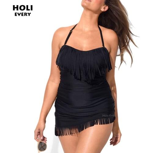 Swimwear Women Tankini Plus size Swimsuit Dress Big Large Size Female Tassel Bathing Suit Two Piece Beach Dress Maillot Clothes