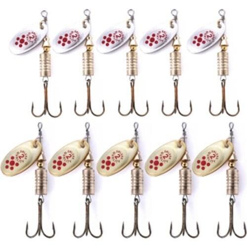 10 Pcs 6.7cm 7g Spinner Spoon Metal Bait Fishing Lure Sequins Crankbait for Bass Trout Perch Pike Rotating