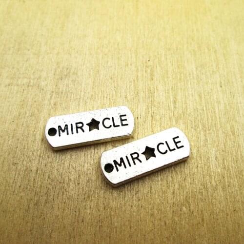 15pcs-- 20*8MM Antique silver MIRCLE Charms DIY DIY necklace/ bracelets charms antique silver tone