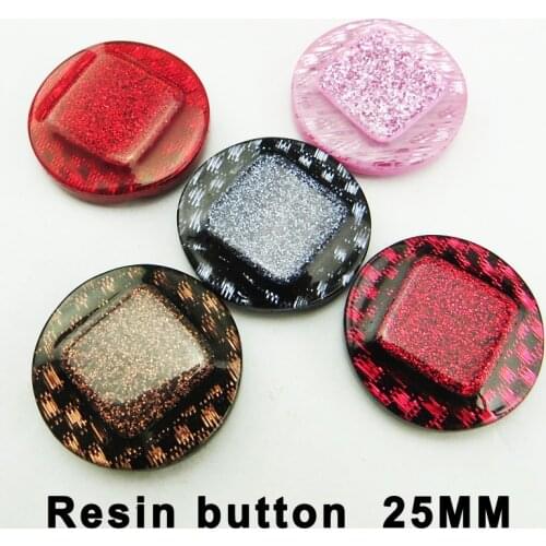 15PCS 25MM Bling Series Shape Dyed RESIN BRAND Buttons Coat Boots Sewing Clothes Accessory Decorative Button A-010
