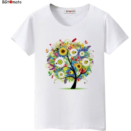2021 Beautiful Autumn Maple trees printing t shirts women brand new fashion shirts comfortable breathable casual tops