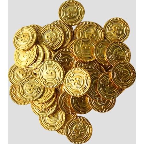 50/100pcs gold plastic pirate coins Halloween decoration fake gold coin tokens party supplies game gift Christmas home decor