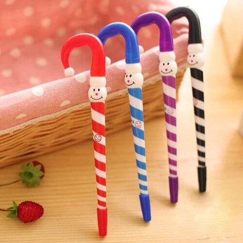 8Pcs Cartoon Umbrellan Funy Expression Ballpoint Pen Christmas Ball Pen Creative Stationery Office Supplies