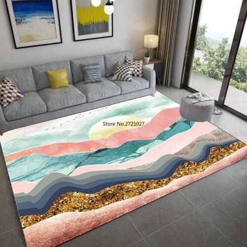 Light Pink Green Landscape Carpet Girl Bed Room Decoration Modern Abstract Carpet Kitchen Rug Washable Area Rug Bedroom Doormat