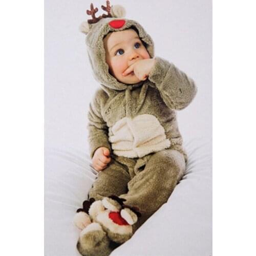 Baby Rompers Xmas Deer Newborn Baby Hoodies Jumpsuit Baby Girls Boys Romper Toddle Clothing Autumn Winter