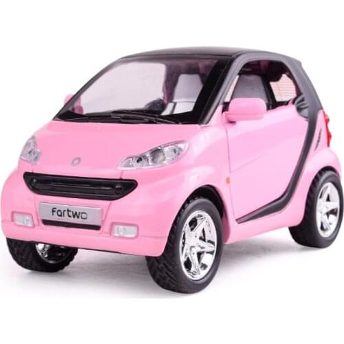 2020 new1：32 type of smart car model with light and music return force alloy door for children pink car