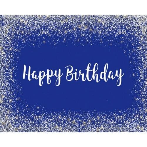 Happy Birthday Stars Grit Blue Party Backdrop Baby Shower Room Decor Photo Booth Studio Prop