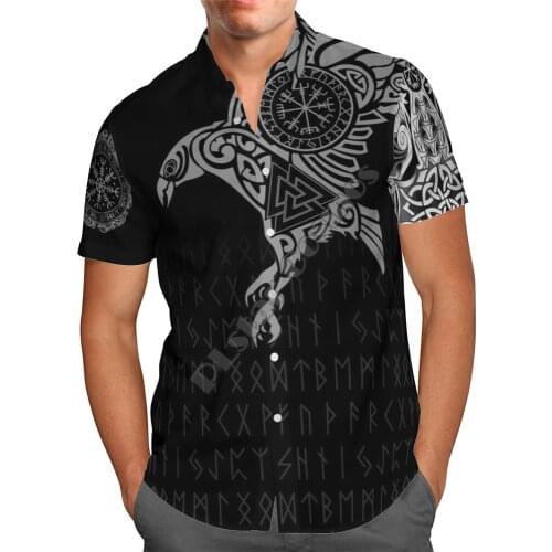 Hawaii Shirt Hawaiian beach summer Fashion Short sleeve Viking Tattoo Printed 3d Mens Shirt Harajuku Tee hip hop shirts